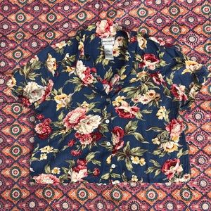 Floral Denim Button Up Crop Top